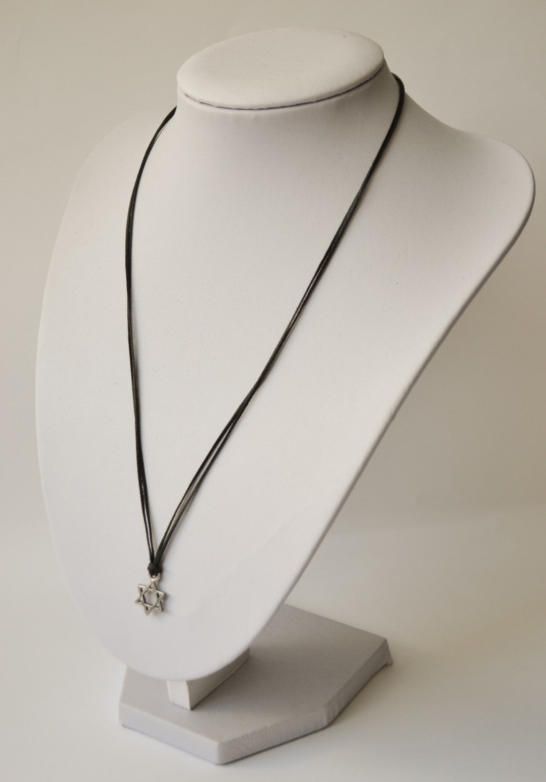 Star of David necklace for men silver plated pendant black string handmade Jewish gift for him by Shani & Adi jewelry
