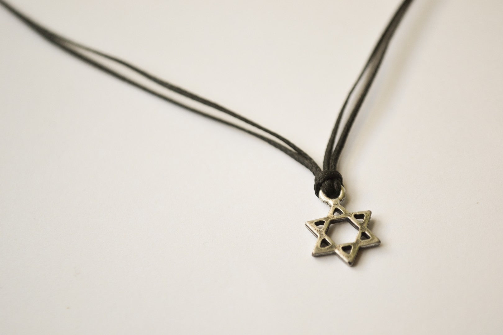 Star of David necklace for men silver plated pendant black string handmade Jewish gift for him by Shani & Adi jewelry