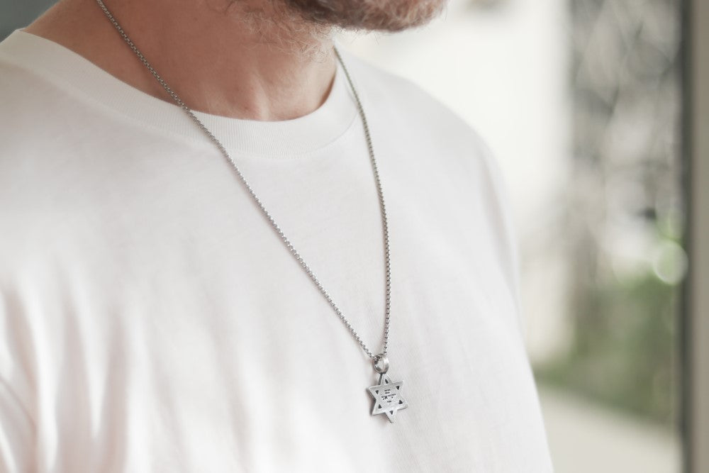 Star of David necklace for men am yisrael chai lion jewish gift from Israel