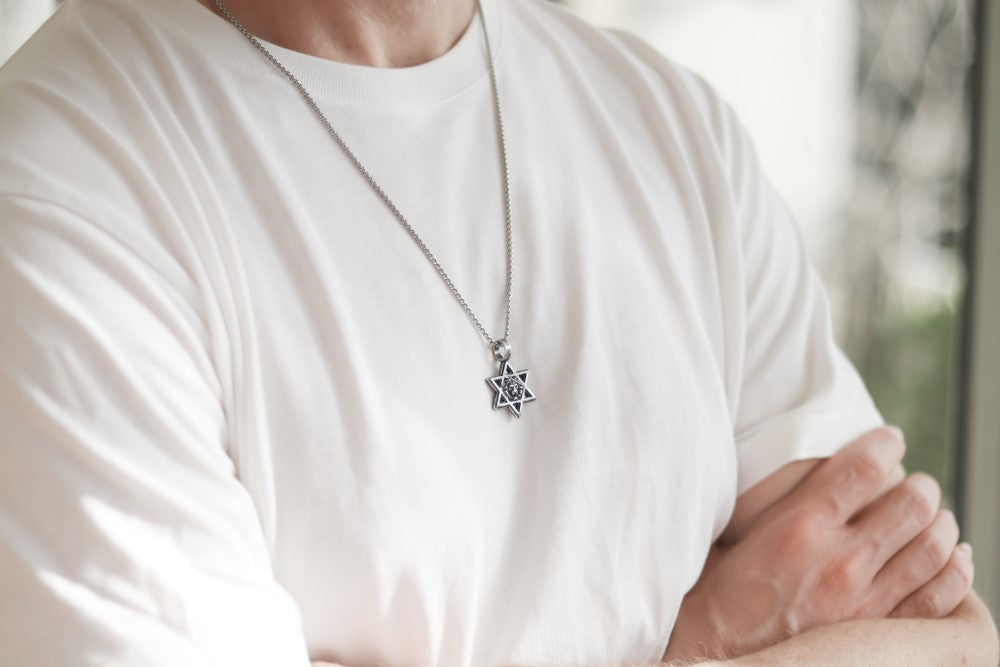 Star of David necklace for men am yisrael chai lion jewish gift from Israel