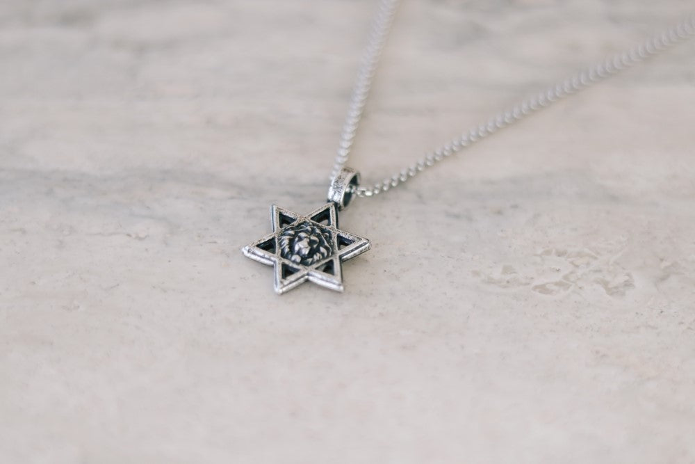 Star of David necklace for men am yisrael chai lion jewish gift from Israel