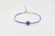 Amethyst bracelet for women, February birthstone, purple cord, adjustable - shani-adi-jewerly