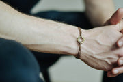 Bronze circle Believe bracelet for men, brown cord, Karma bracelet, fathers gift for him - shani-adi-jewerly