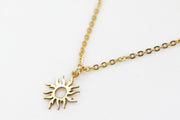 Gold sun necklace for women, stainless steel chain necklace, valentines day gift