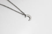 silver crescent moon chain necklace for men - Shani and Adi Jewelry