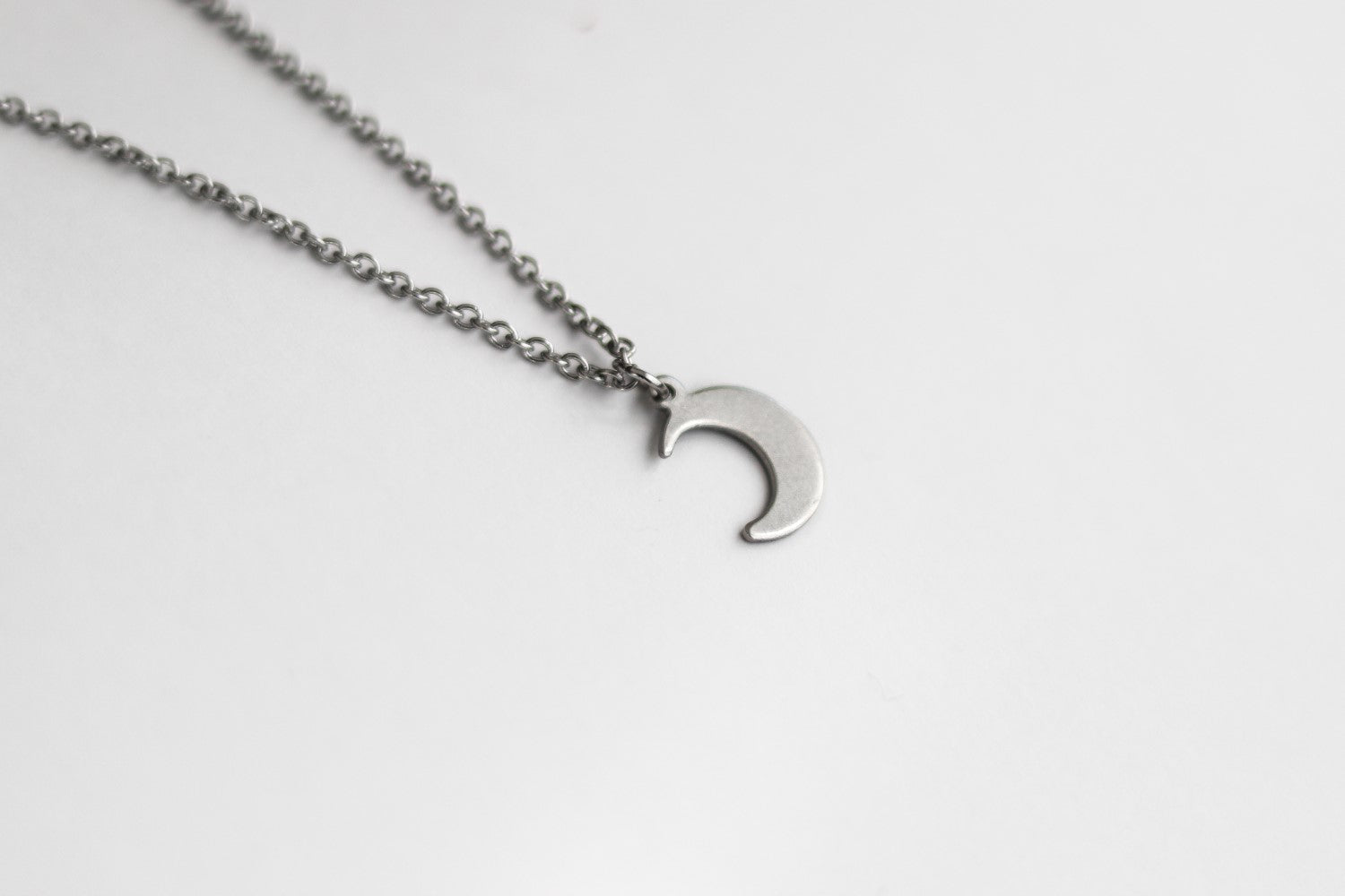 silver crescent moon chain necklace for men - Shani and Adi Jewelry