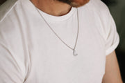 silver crescent moon chain necklace for men - Shani and Adi Jewelry