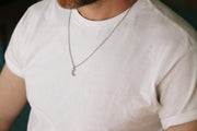 silver crescent moon chain necklace for men - Shani and Adi Jewelry