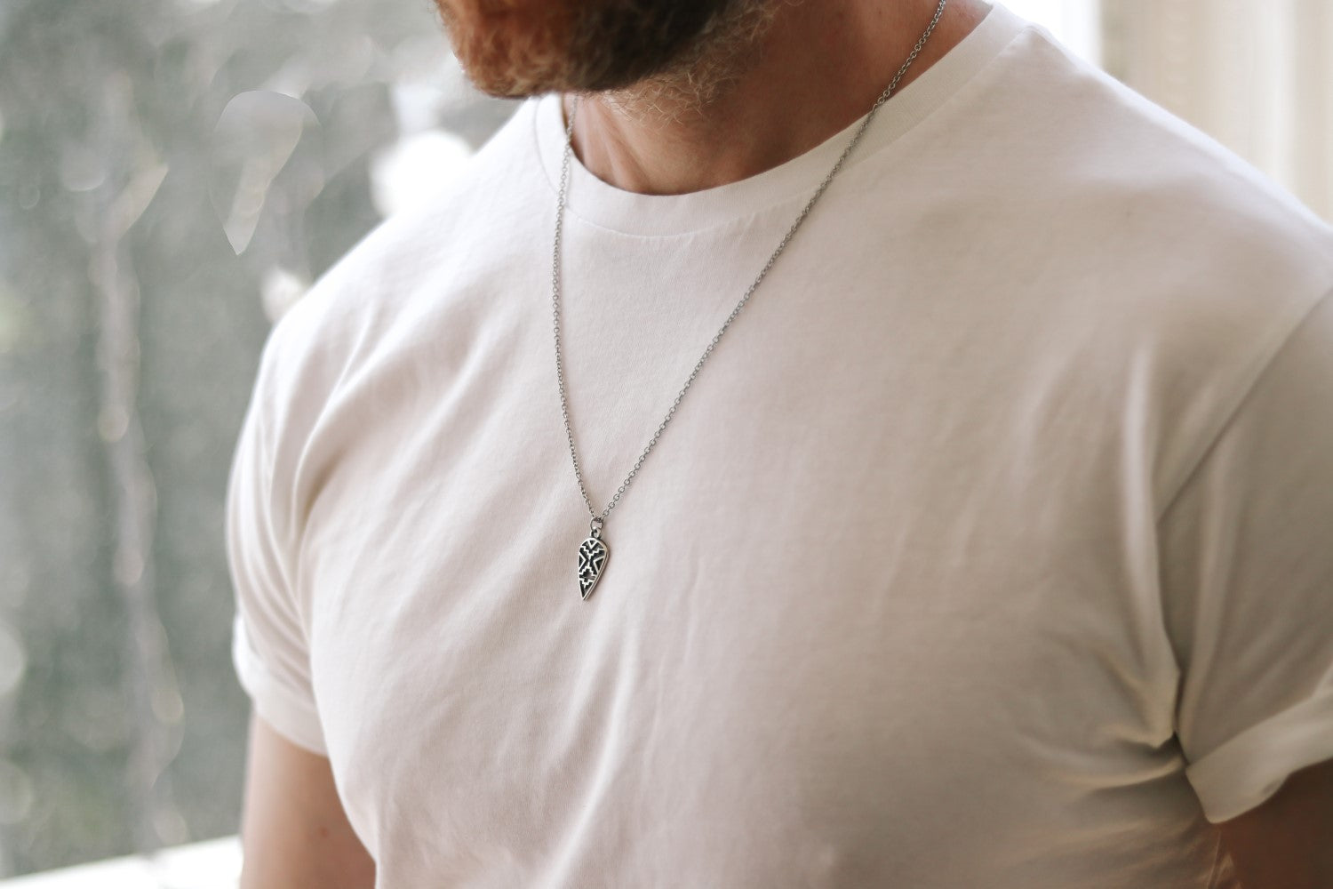 silver spear chain necklace for men - Shani and Adi Jewelry
