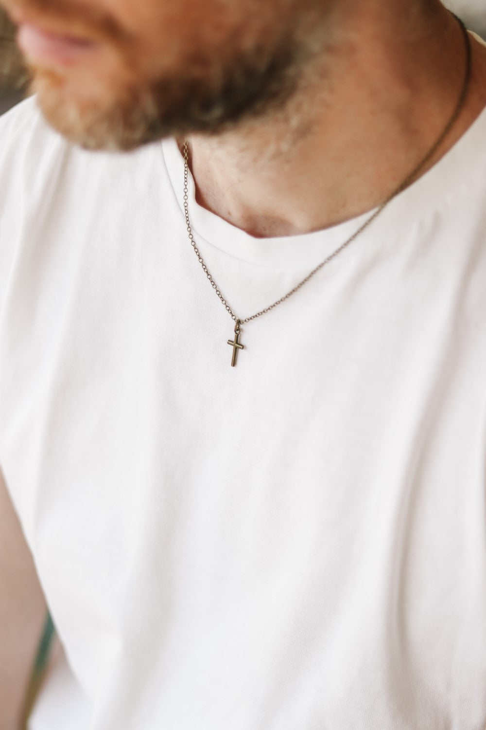 bronze cross chain necklace for men - shani and adi jewelry