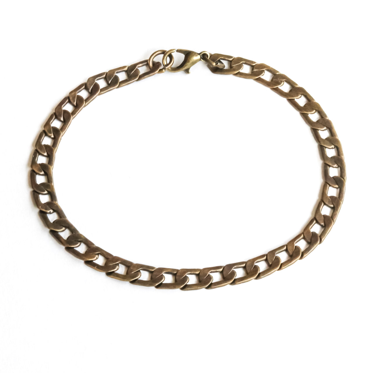 Bronze links chain bracelet for men, flat cuban chain, groomsmen gift, gift for him, mens jewelry, gift for boyfriend, minimalist jewelry
