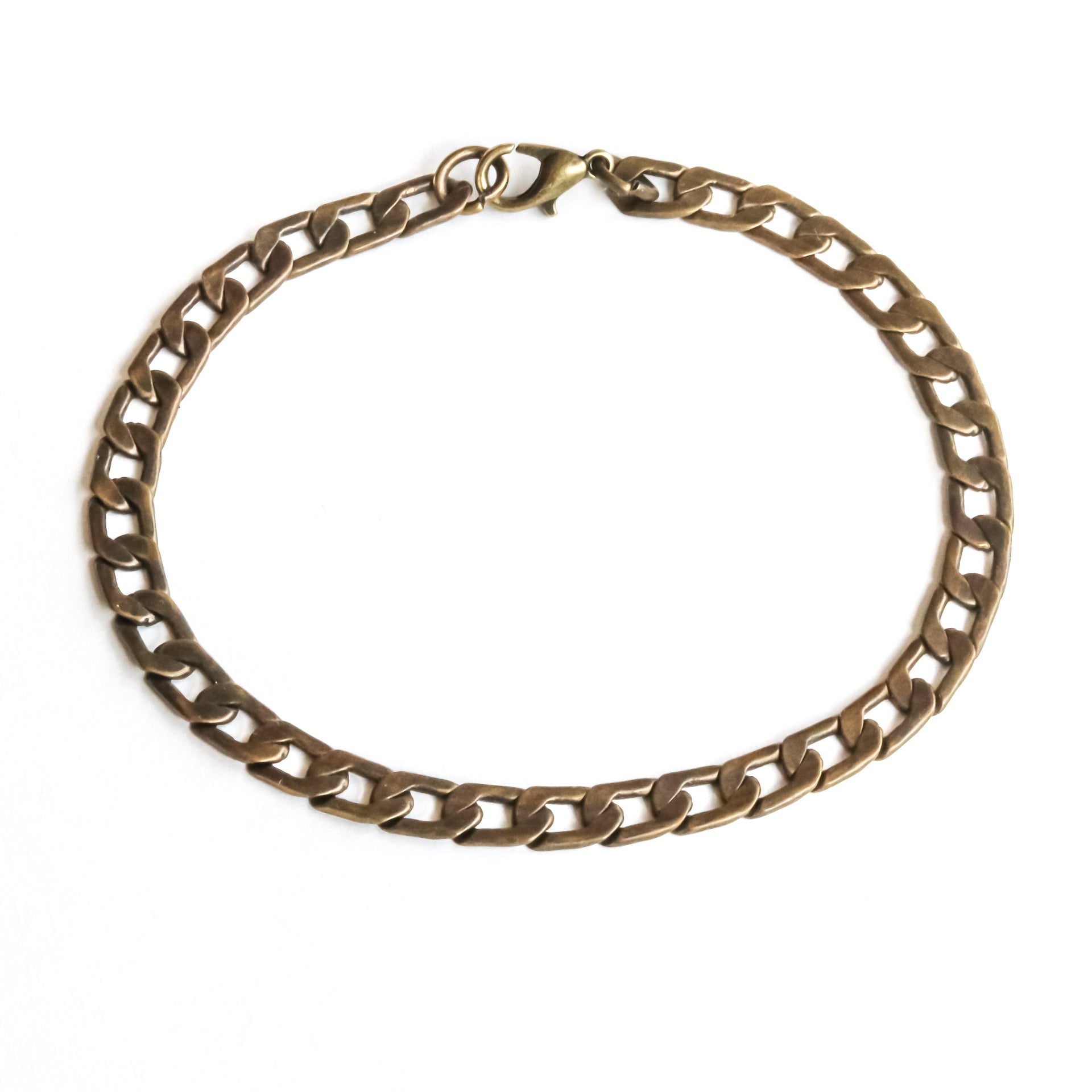 Bronze links chain bracelet for men, flat cuban chain, groomsmen gift, gift for him, mens jewelry, gift for boyfriend, minimalist jewelry