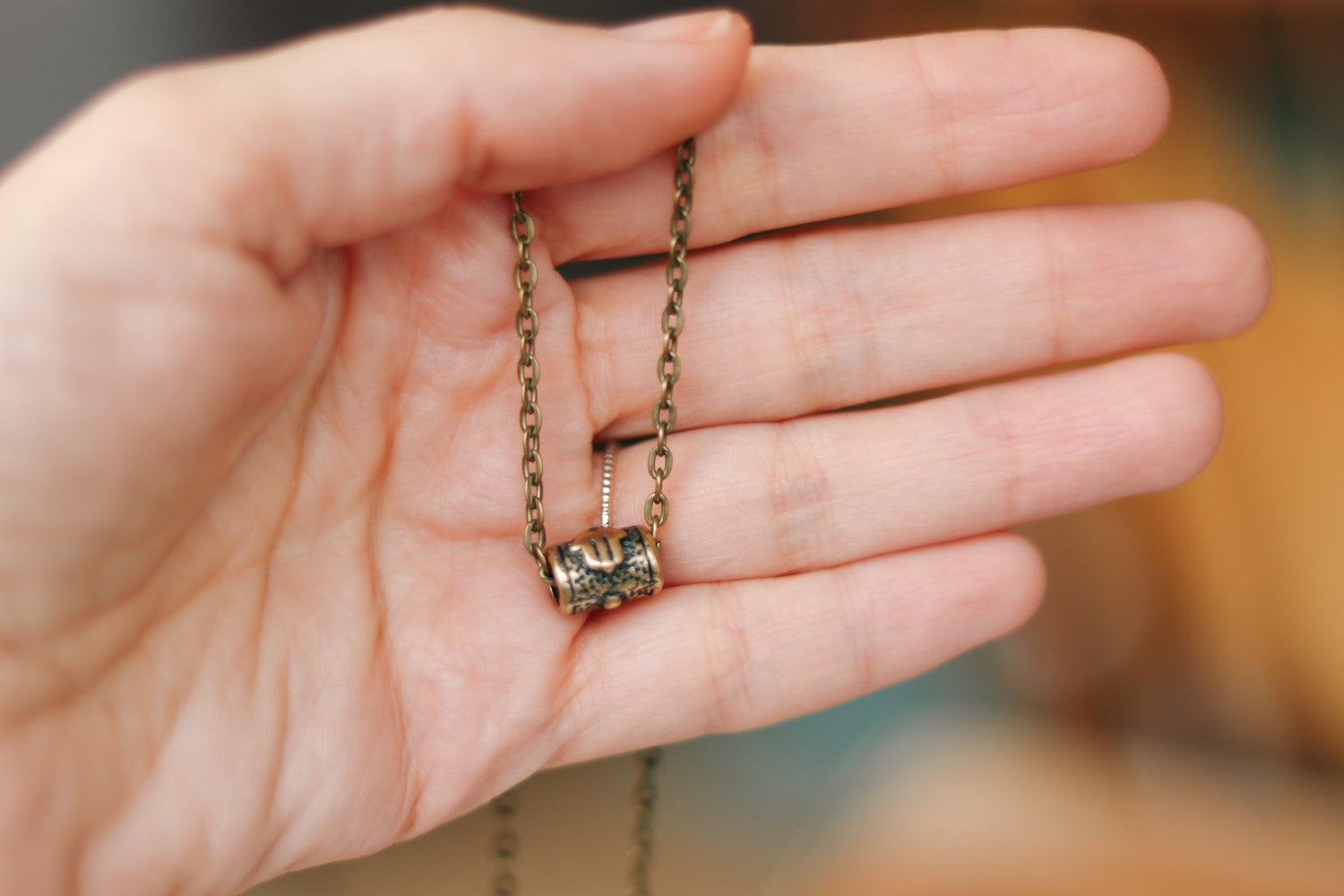 bronze hamsa chain necklace for men