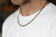 Bronze link chain necklace for men, men's necklace, flat cable chain, gift for him, minimalist mens jewelry, fathers day gift, custom size
