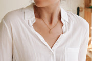 Gold tone circle sun necklace for women, stainless steel chain necklace