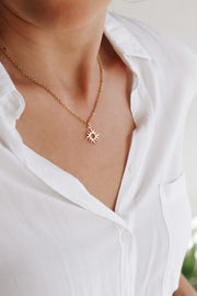 Gold sun necklace for women, stainless steel chain necklace, valentines day gift