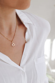 Gold sun necklace for women, stainless steel chain necklace, valentines day gift