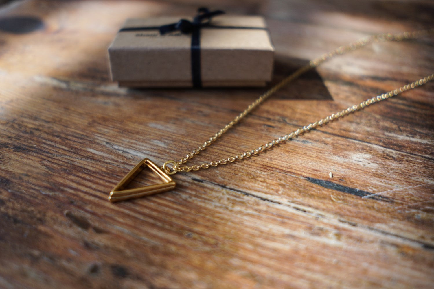 gold triangle chain necklace for men - shani and Adi Jewelry