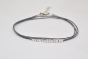 Wrap gray ankle bracelet with matt silver nugget beads cubes - shani-adi-jewerly