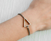 Women bracelet with silver Triangle charm, chain bracelet - shani-adi-jewerly