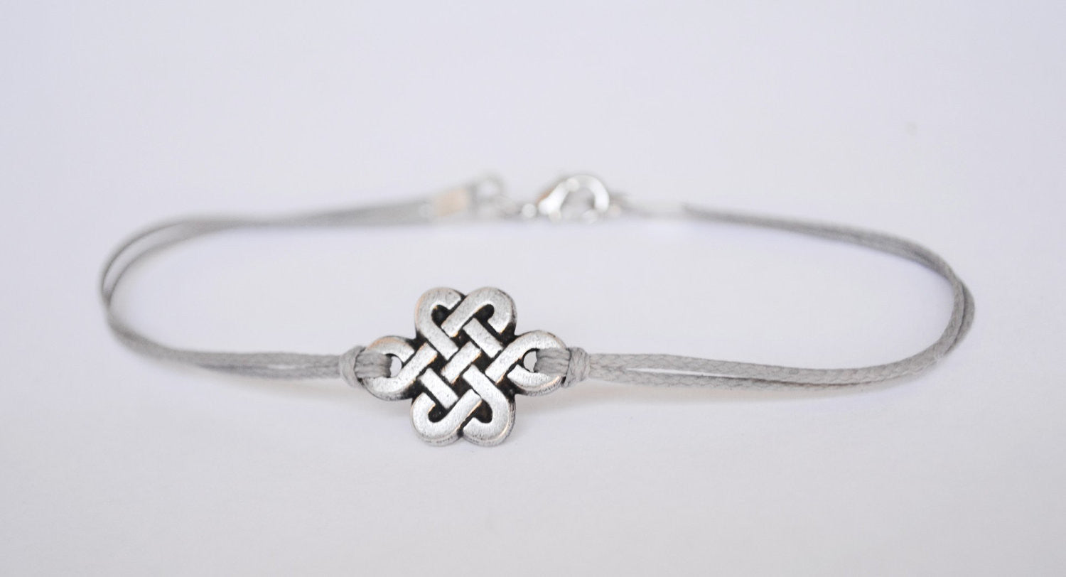 Infinity bracelet for men, gray cord - shani-adi-jewerly