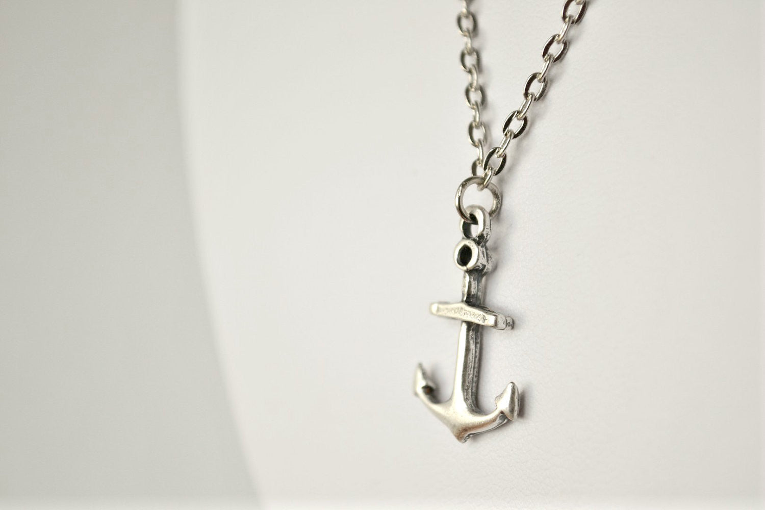 Women's silver anchor chain necklace - shani-adi-jewerly