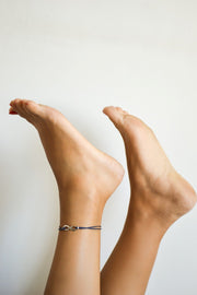 Dainty blue cord anklet with silver infinity charm - shani-adi-jewerly