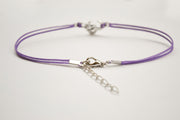 Purple cord anklet with silver Om charm - shani-adi-jewerly