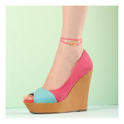 Pink wrap cord anklet with gold hamsa charm - shani-adi-jewerly