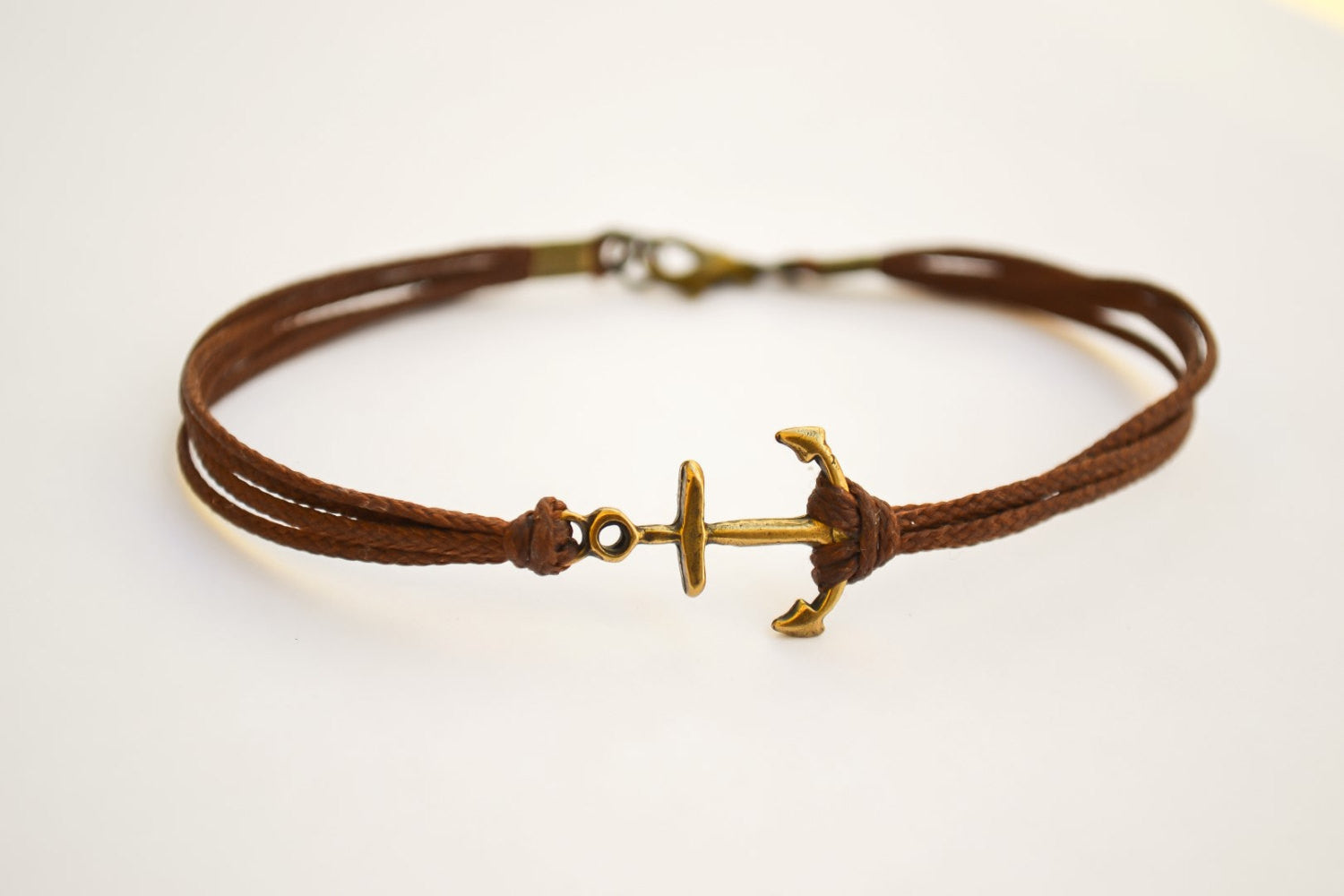 Brown cords bronze anchor bracelet for men - shani-adi-jewerly