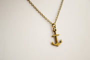 Bronze anchor necklace for men, link chain necklace, nautical - shani-adi-jewerly