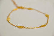 Dainty anklet, 24k gold plated chain ankle bracelet with leaves charms - shani-adi-jewerly