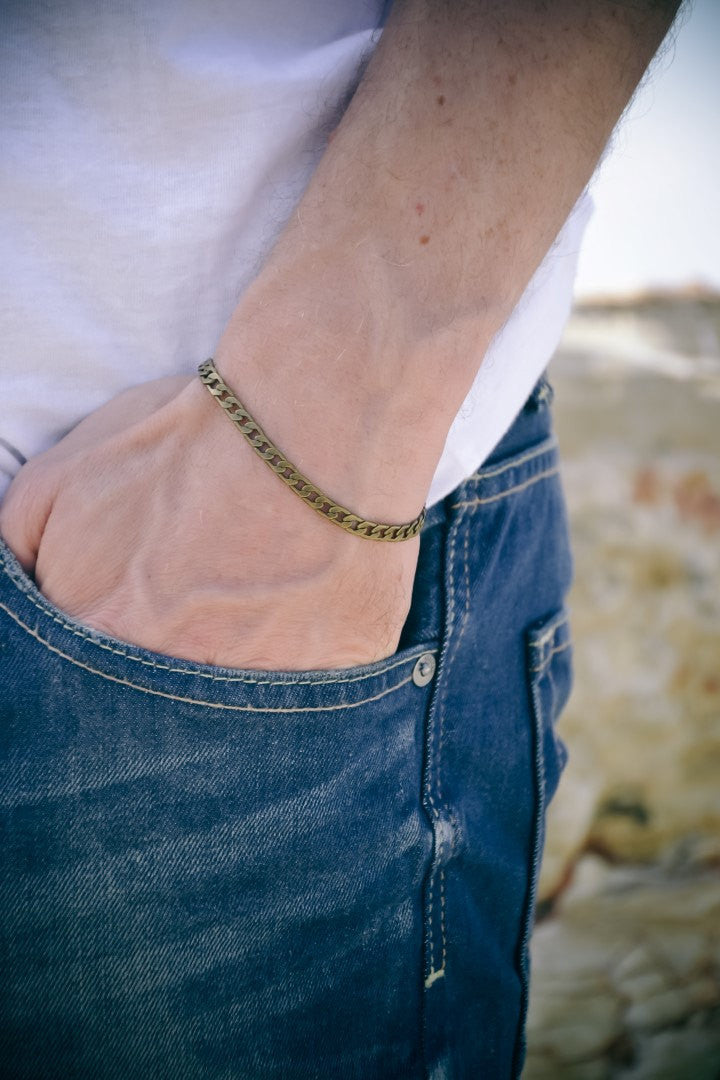 Bronze link chain bracelet for men - shani-adi-jewerly