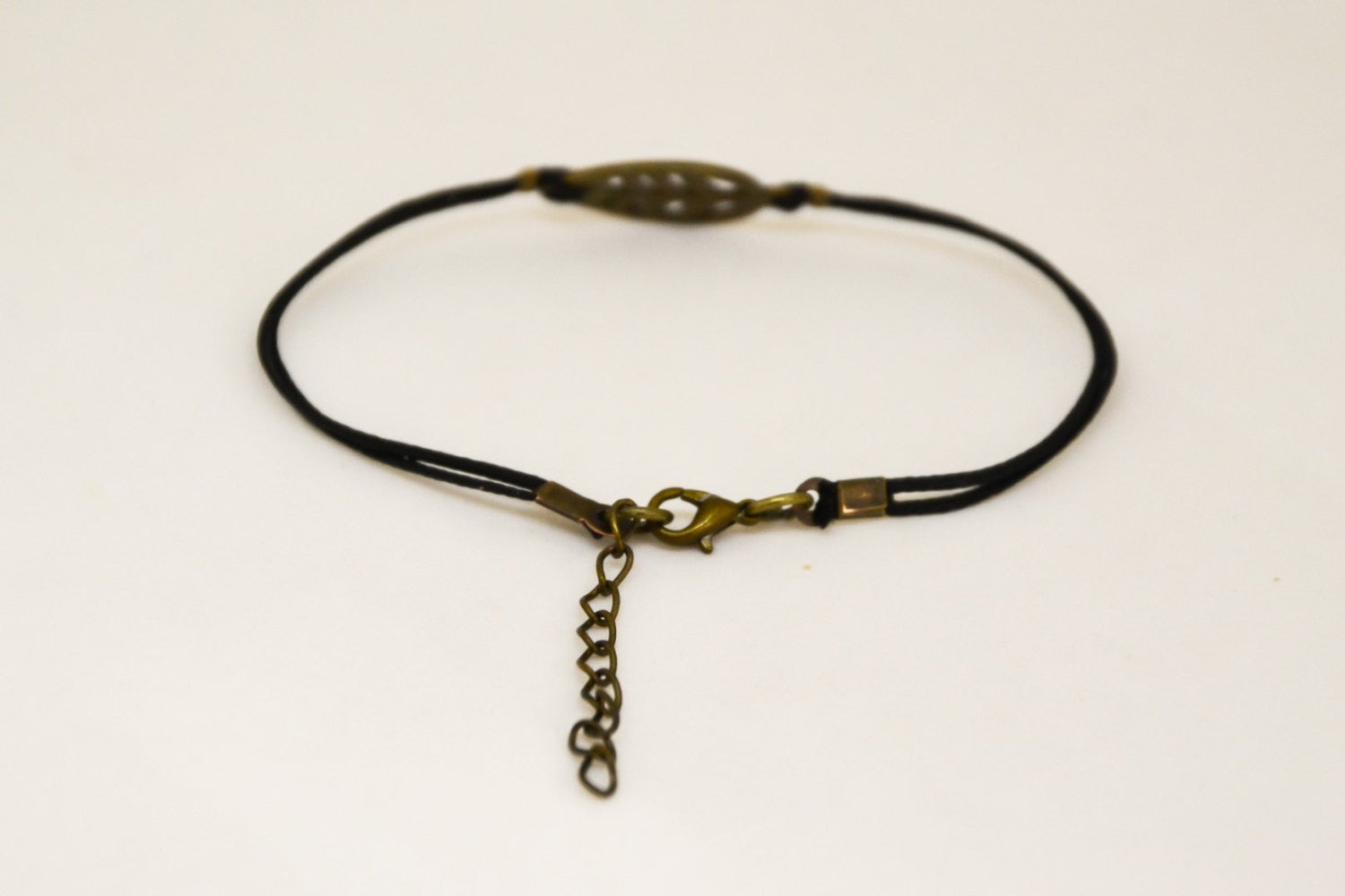 Black leaf bracelet, black cord - shani-adi-jewerly