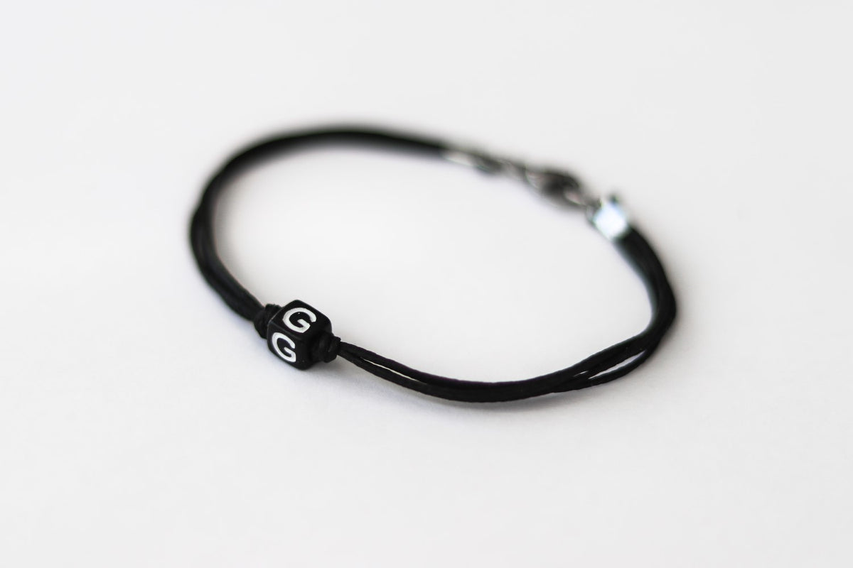 Name bracelet, customise men's bracelet, initial black english