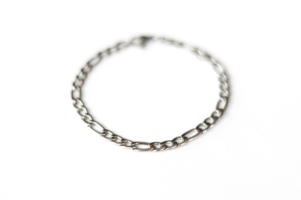 Silver links chain bracelet for men, cable Figaro gourmet chain, waterproof, gift for him, mens jewelry, minimalist jewelry, fathers day