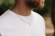 small cross pendant silver chain necklace stainless steel for men