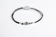 handmade silver Star of David bracelet for women, black cord - shani and adi jewelry