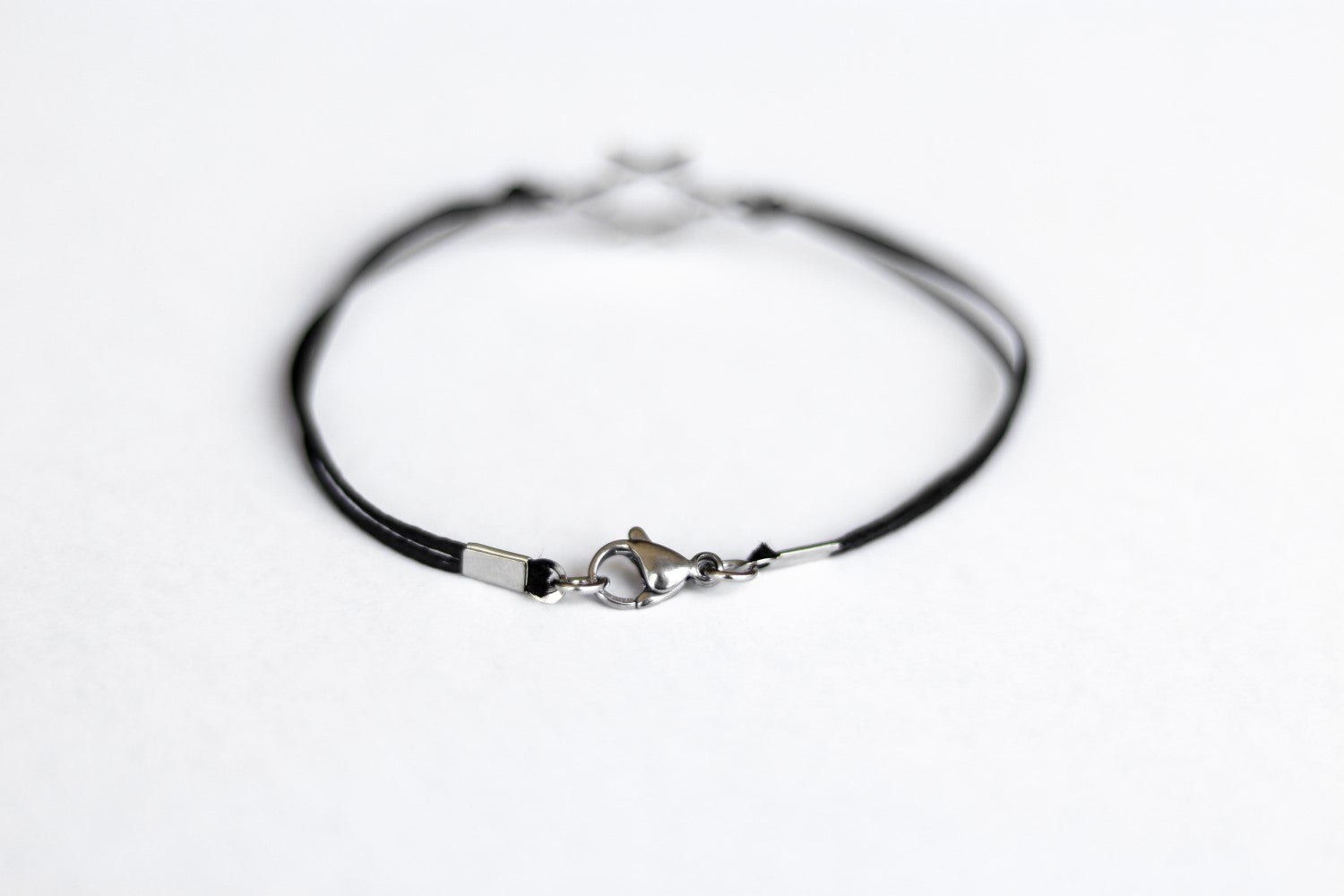 silver Star of David bracelet for men black cord - shani and Adi Jewelry