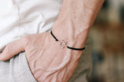 silver Star of David bracelet for men black cord - shani and Adi Jewelry