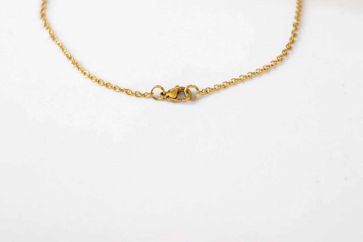 Gold-tone bar necklace for men, waterproof chain necklace, minimalist gift for him