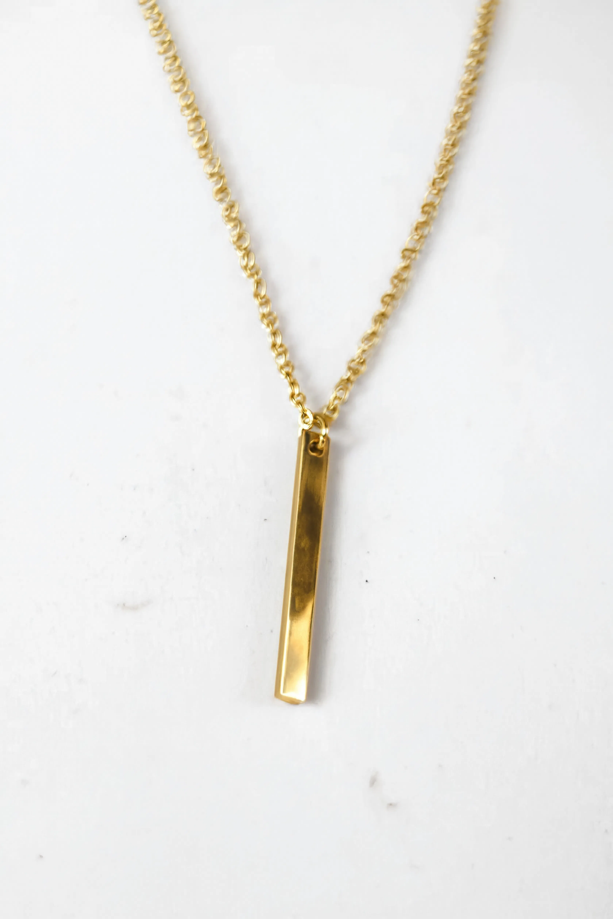 Gold-tone bar necklace for men, waterproof chain necklace, minimalist gift for him