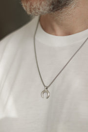 double horn half moon necklace for men