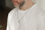 double horn half moon necklace for men