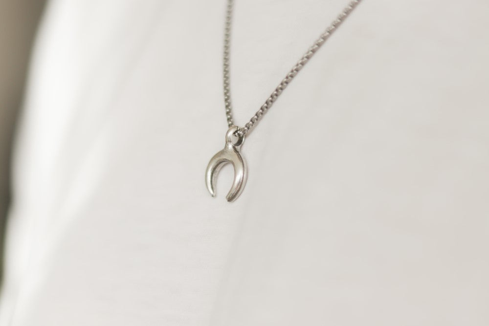 double horn half moon necklace for men