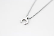 double horn half moon necklace for men