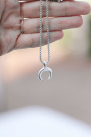 double horn half moon necklace for men