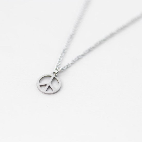 silver peace necklace for men