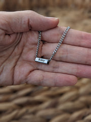 Personalized Gift Name Necklace For Men Waterproof Stainless Steel Chain Silver Custom Engraved Jewelry Father's Day Gift