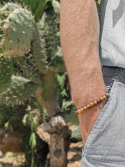 Picture Jasper bracelet for men, brown beaded men's bracelet, grounding beads stone, gemstone gift for him stretchable boho beads bracelet